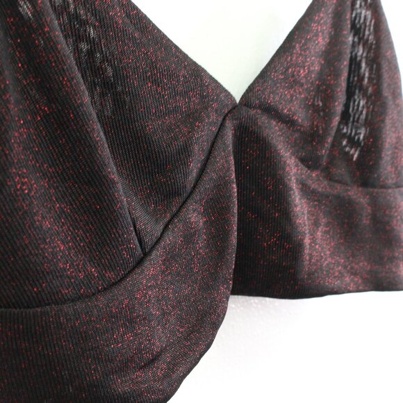 Revolve by the way. Metallic Shimmer Crop Cami Black Red Size S - Picture 4 of 7